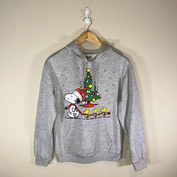 Snoopy Peanuts Charlie Brown Christmas Fleece Hoodie Pullover Sweatshirt Women - Picture 2 of 7